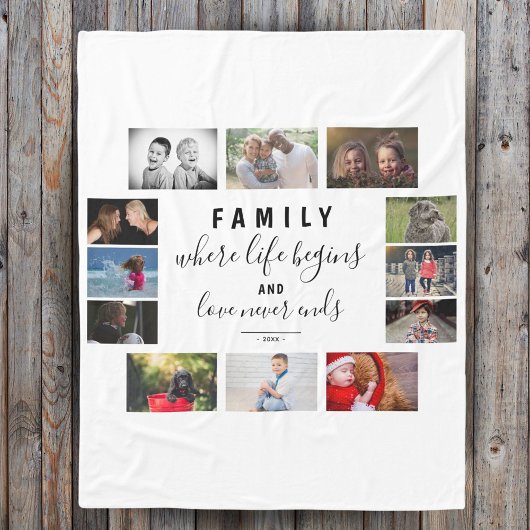 Yarly Family Keepomwille Gezegde 12 Photo Collage Fleece Deken