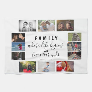 Yarly Family Keepomwille Gezegde 12 Photo Collage Theedoek