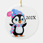 Yarly Kerstmis Penguin  Keramisch Ornament (Achterkant)