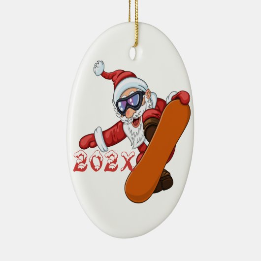 Yarly Santa Snowboarder Ceramic Ornament (Rechts)