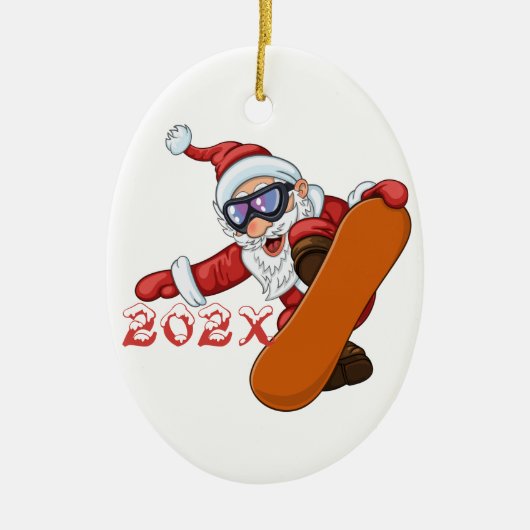 Yarly Santa Snowboarder Ceramic Ornament (Voorkant)