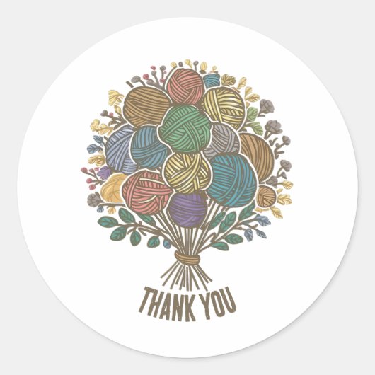 Yarn Ball Bouquet dank u sticker (Voorkant)