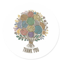 Yarn Ball Bouquet dank u sticker