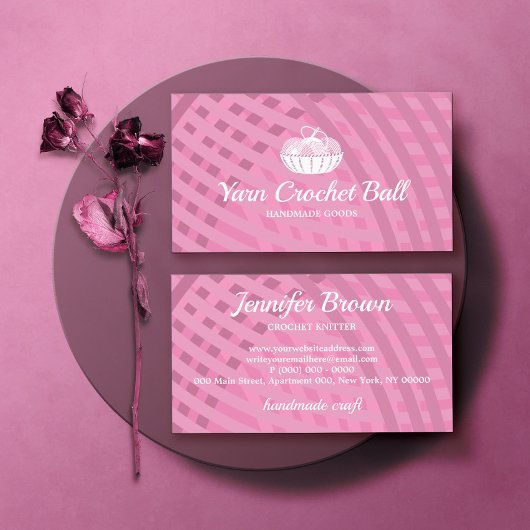 Yarn Ball Knitting Crochet Pink Visitekaartje