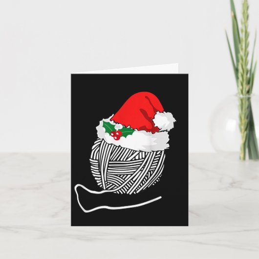Yarn Ball Santa Knitting T Shirt Christmas Women's Kaart (Voorkant)