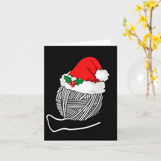 Yarn Ball Santa Knitting T Shirt Christmas Women's Kaart (Gele Bloem)