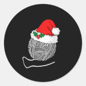 Yarn Ball Santa Knitting T Shirt Christmas Women's Ronde Sticker (Voorkant)