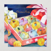 Yarn Balls Gift Box Kerstparty Uitnodiging (Voorkant / Achterkant)