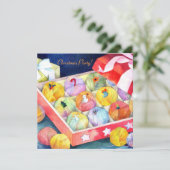 Yarn Balls Gift Box Kerstparty Uitnodiging (Staand voorkant)