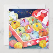 Yarn Balls Gift Box Kerstparty Uitnodiging (Voorkant)