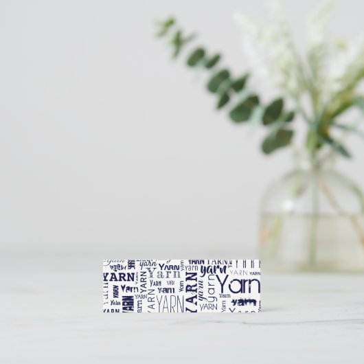 Yarn Blue Typography Text Mini Visitekaartje (Staand voorkant)