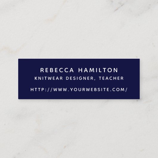 Yarn Blue Typography Text Mini Visitekaartje (Achterkant)