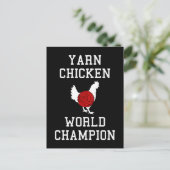 Yarn Chicken World Champion Funny Knitting Crochet Briefkaart (Staand voorkant)