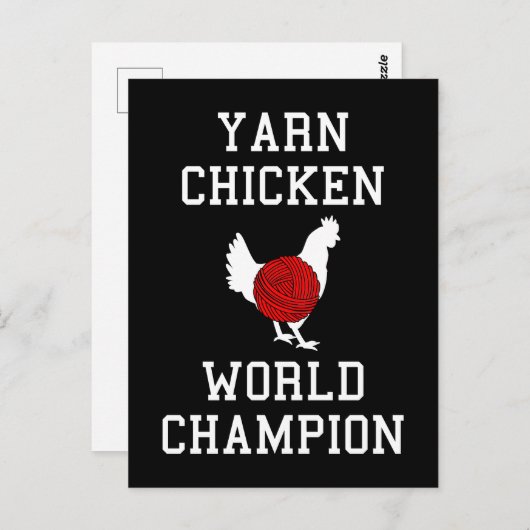 Yarn Chicken World Champion Funny Knitting Crochet Briefkaart (Voorkant / Achterkant)
