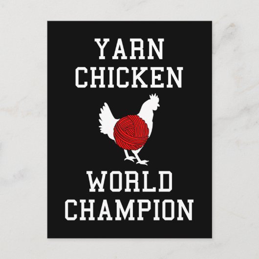 Yarn Chicken World Champion Funny Knitting Crochet Briefkaart (Voorkant)