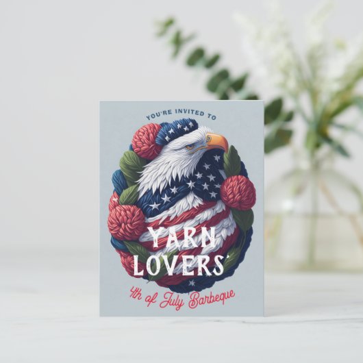 Yarn Craft 4 juli Patriottische Onafhankelijkheids Briefkaart (Staand voorkant)