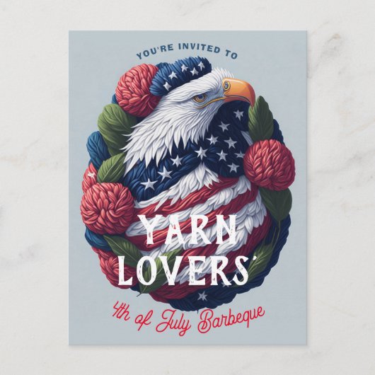 Yarn Craft 4 juli Patriottische Onafhankelijkheids Briefkaart (Voorkant)