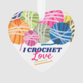 Yarn crochet haken houden van gepersonaliseerde ke ornament (voorkant)