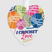 Yarn crochet haken houden van gepersonaliseerde ke ornament (voorkant)
