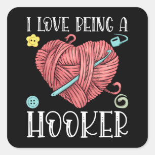 Yarn Crocheting Knitting Day Vierkante Sticker