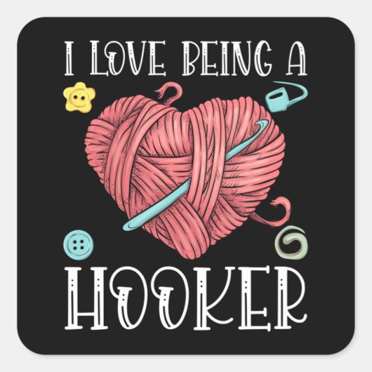 Yarn Crocheting Knitting Day Vierkante Sticker (Voorkant)