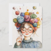 Yarn Crown Knitter's Kerst Vreedzame Crafting Feestdagenkaart (Voorkant)