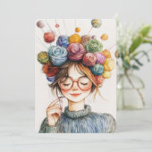 Yarn Crown Knitter's Kerst Vreedzame Crafting Feestdagenkaart (Staand voorkant)