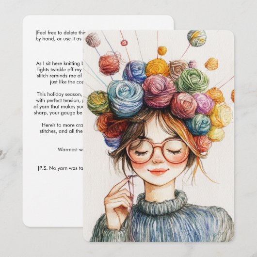 Yarn Crown Knitter's Kerst Vreedzame Crafting Feestdagenkaart (Voorkant / Achterkant)