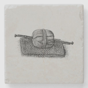  Yarn en Knitting Stenen Onderzetter