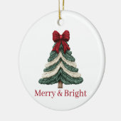 Yarn Faux Embroidery Christmas Tree Merry Bright Keramisch Ornament (Links)