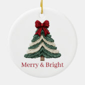 Yarn Faux Embroidery Christmas Tree Merry Bright Keramisch Ornament (Achterkant)