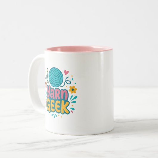 Yarn Geek Knitting Two-Tone Mug Tweekleurige Koffiemok (Voorkant links)