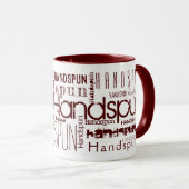 Yarn HANDSPUN! Typografie Red Maroon Mok (Voorkant rechts)
