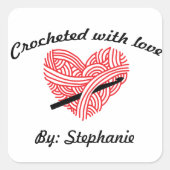 Yarn Heart, gehaakte met liefde Vierkante Sticker (Voorkant)