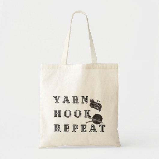 Yarn Hook Repeat Crochet Handmade Tote Bag (Voorkant)