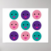 Yarn Kawaii Roze Paarse Blauwgroen Poster (Voorkant)