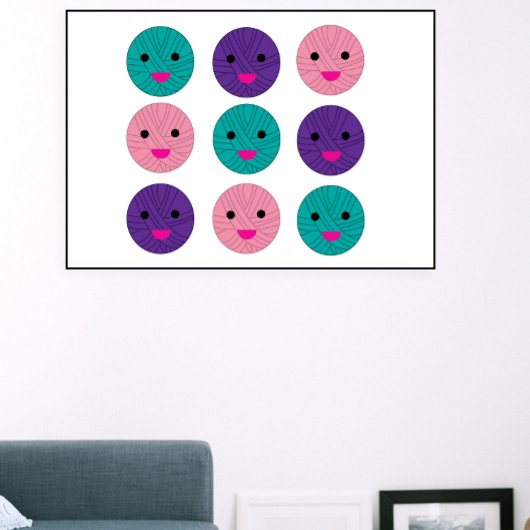 Yarn Kawaii Roze Paarse Blauwgroen Poster