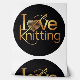 Yarn Knitter Logo Ik hou van breien Adverteren Behang