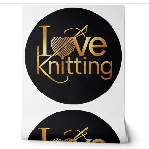 Yarn Knitter Logo Ik hou van breien Adverteren Behang