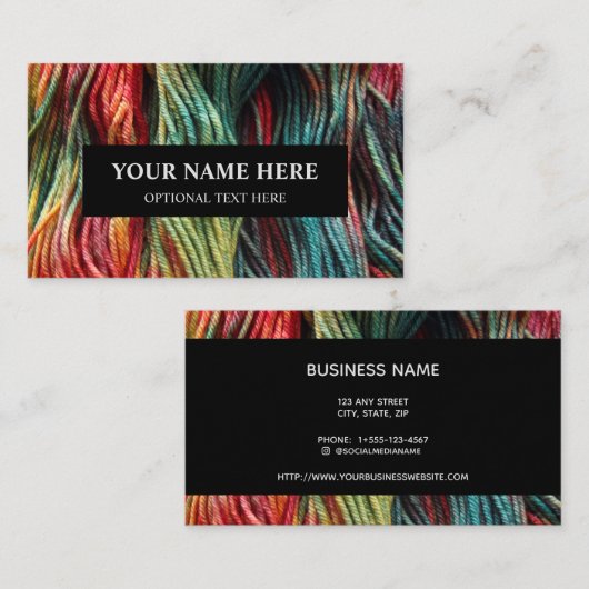 Yarn Knitting Red Green Wool Visitekaartje (Voorkant / Achterkant)