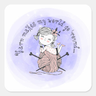 Yarn maakt mijn wereld vierkante sticker