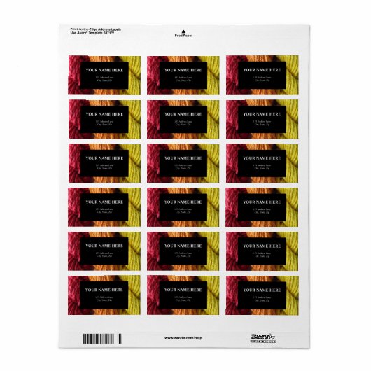 Yarn Red Oranje Yellow Knitt Handspun Label (Full Sheet)