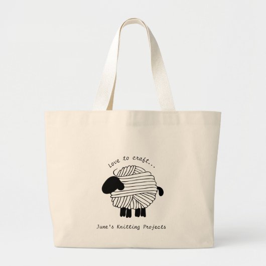 Yarn Sheep Knitting Project Canvas tas (Voorkant)