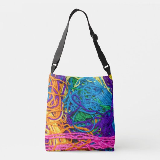 Yarn Tangles Colorful Yarn Photography Crossbody Tas (Achterkant)