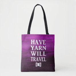 Yarn zal reizen ・ Paarse Waterverf textuur Tote Bag