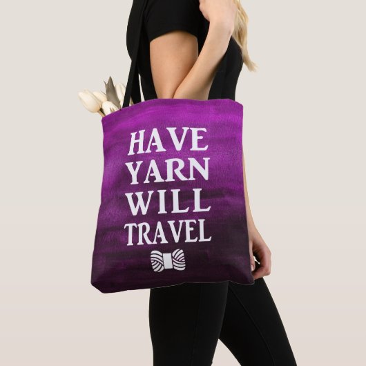 Yarn zal reizen ・ Paarse Waterverf textuur Tote Bag (Dichtbij)
