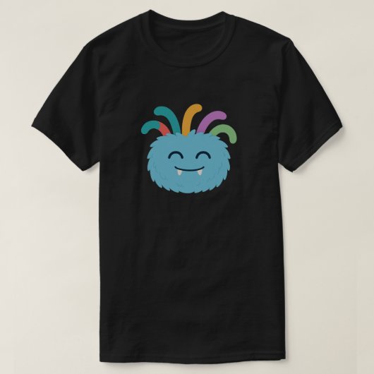 Yarnaby the Fuzzy Monster – Schattigee regenboogte T-shirt (Design voorkant)