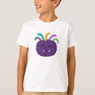 Yarnaby the Fuzzy Monster – Schattigee regenboogte T-shirt