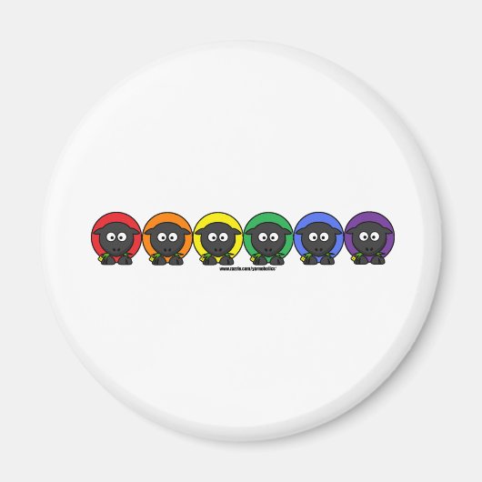 Yarnoholics Anoniem Fluffy Rainbow Sheep Magneet (Voorkant)