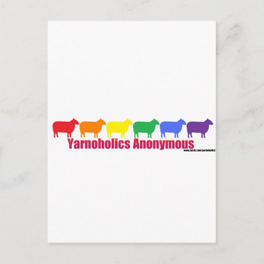 Yarnoholics Anonymous Rainbow Sheep Briefkaart (Voorkant)